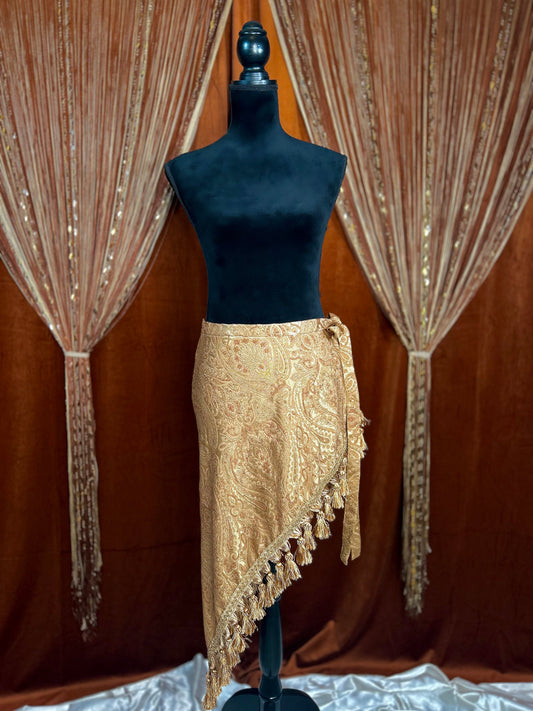 Gold Paisley Side Wrap Skirt